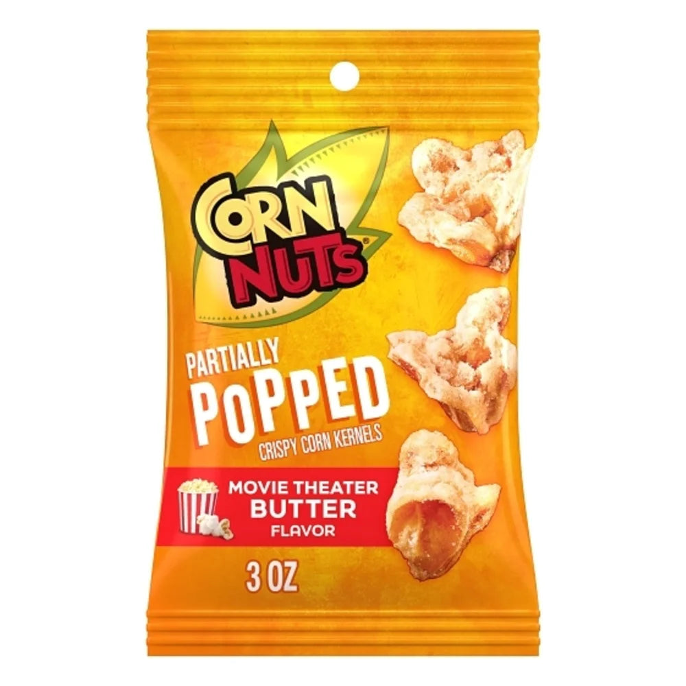 Corn Nuts Partially Popped Movie Theater Butter Corn Kernels, 3 Ounce — 12 Per Case