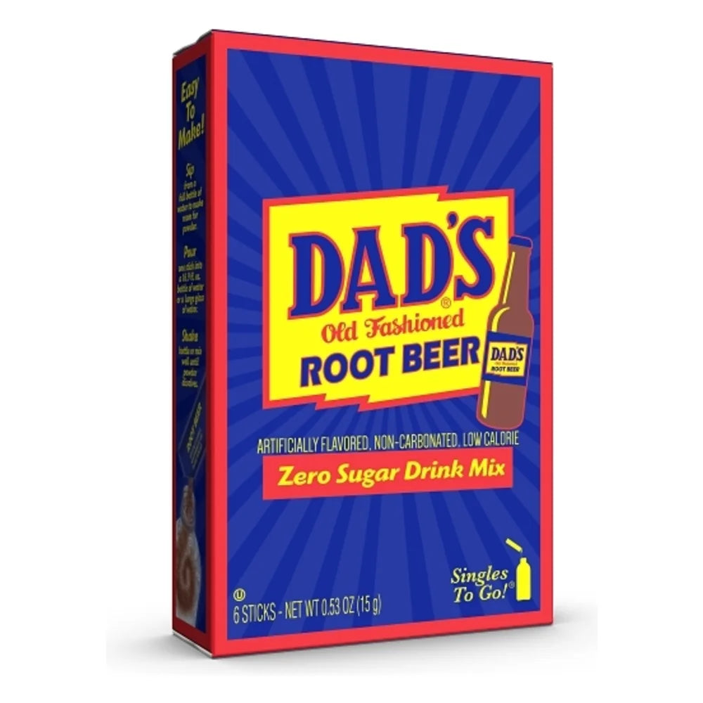 Dad's Old Fashioned Root Beer Zero Sugar Drink Mix Singles To Go, 6 Count — 12 Per Case