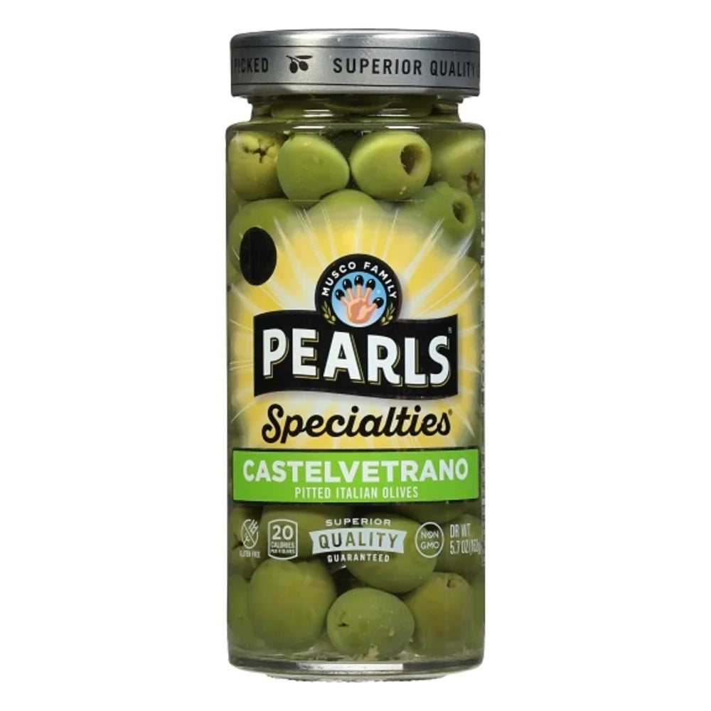 Pearls Castelvetrano Pitted Italian Olives Jar, 5.7 Ounce — 6 Per Case