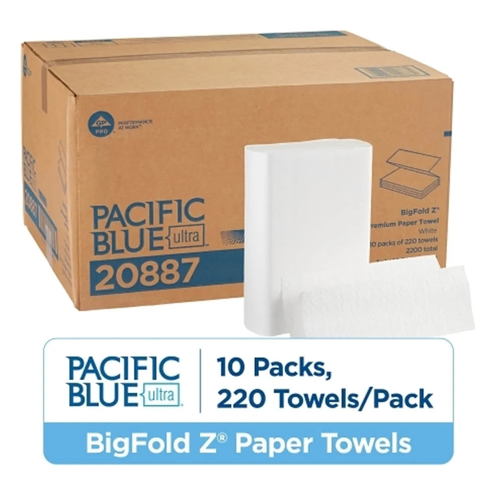 Pacific Blue Ultra Big Fold Z Premium White Paper Towel, 1 Count — 10 Per Case