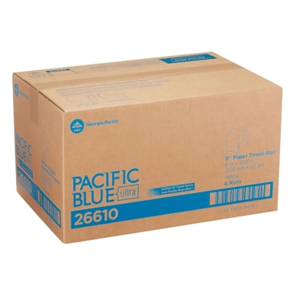 Pacific Blue Ultra 9" Paper Towel Rolls White, 6 Count — 1 Per Case