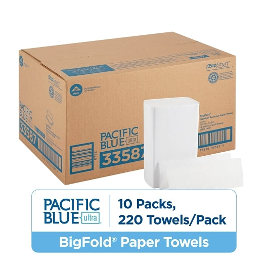 Pacific Blue Ultra Bigfold Premium Recycled White Paper Towels, 1 Count — 10 Per Case