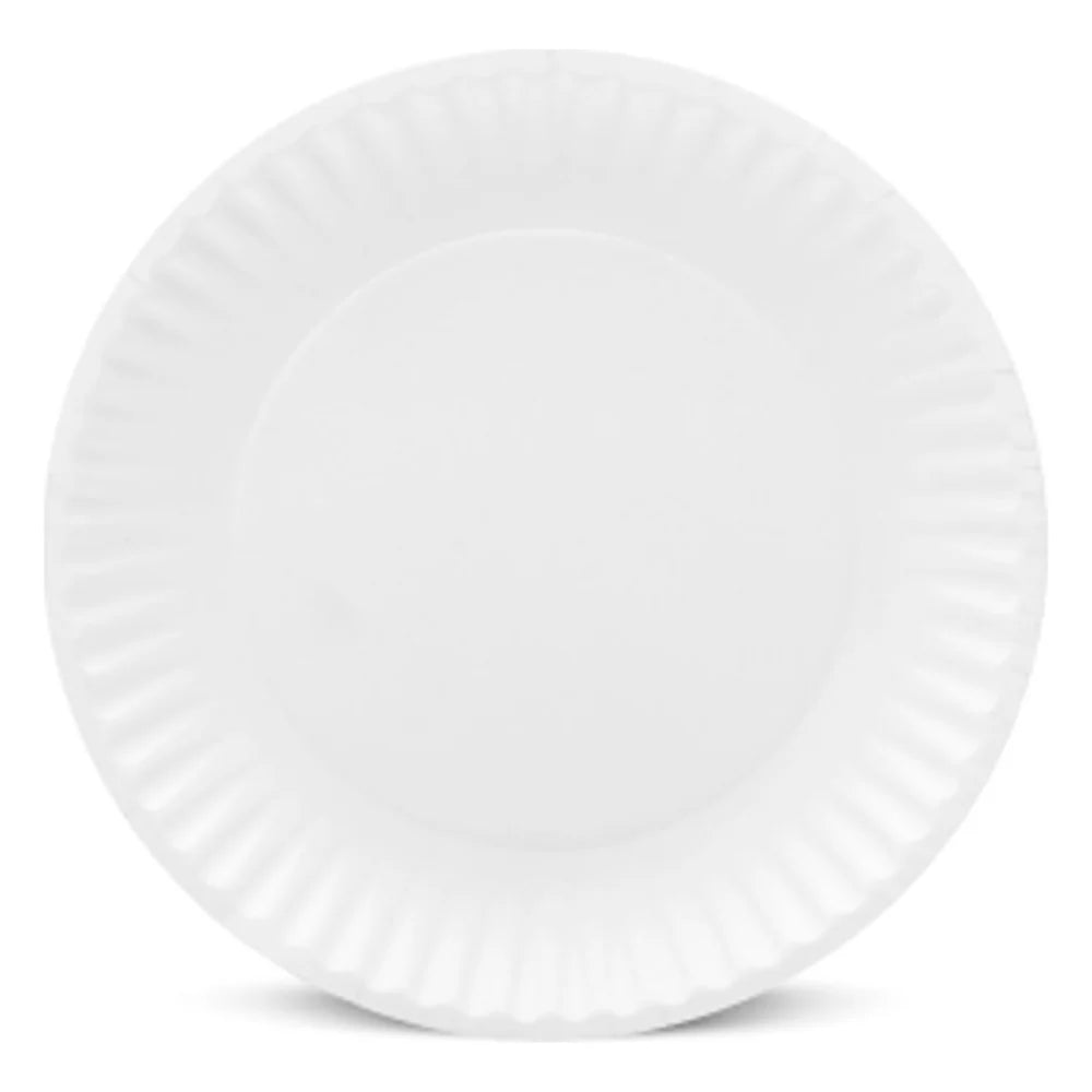 AJM White Uncoated Paper Plate, 9 Inch — 1000 Per Case
