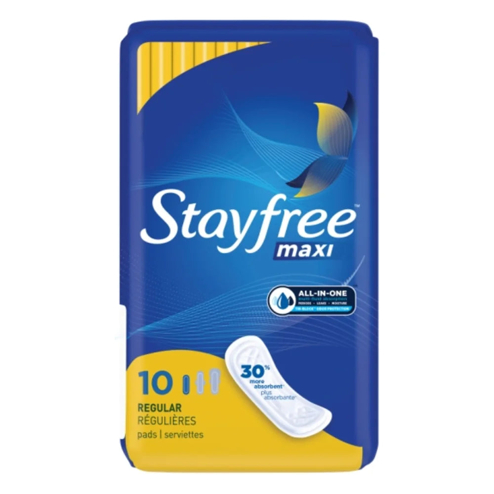 Stayfree Regular Maxi Pads, 10 Count — 12 Per Case