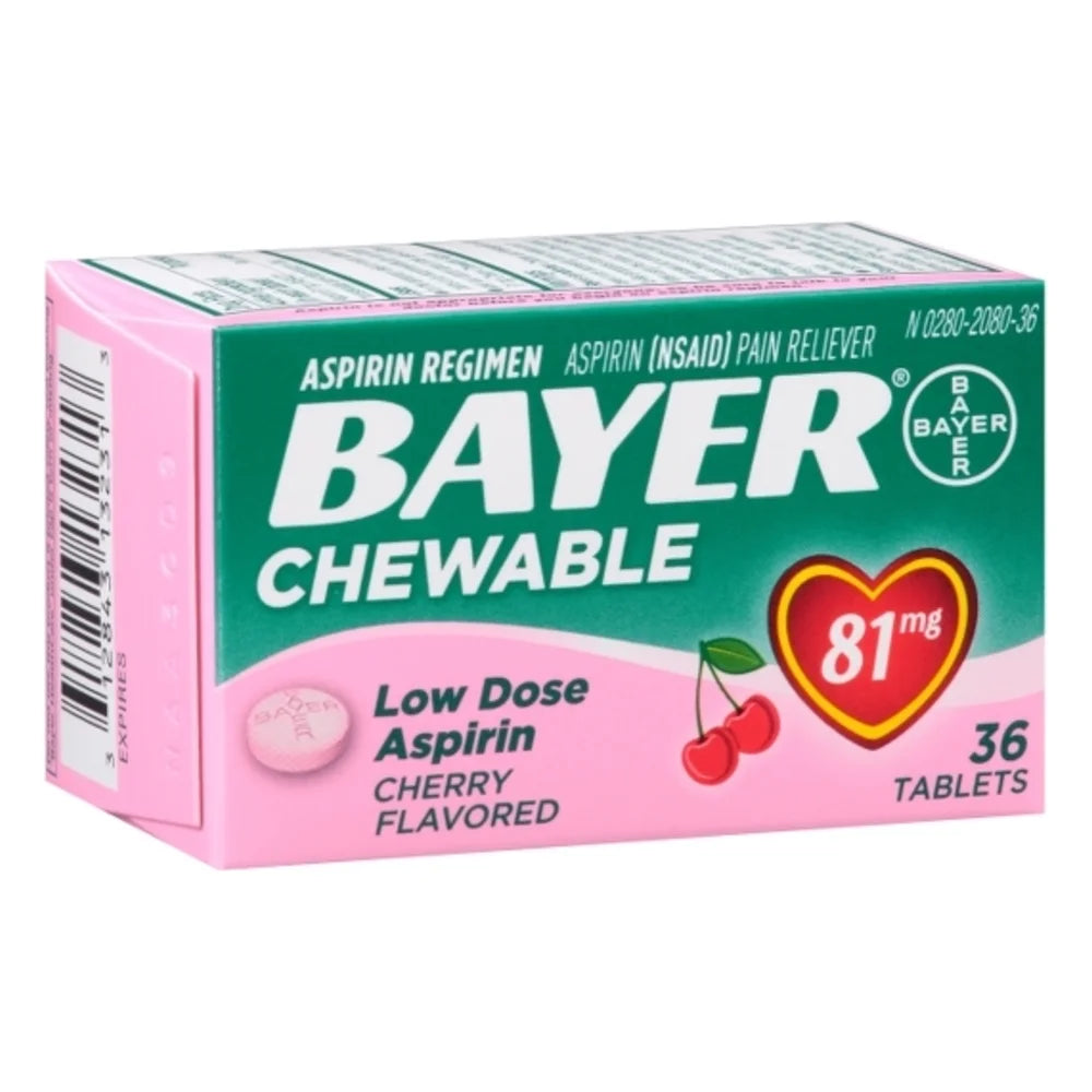 Bayer Cherry Chewable Tablets, 36 Piece — 6 Per Case