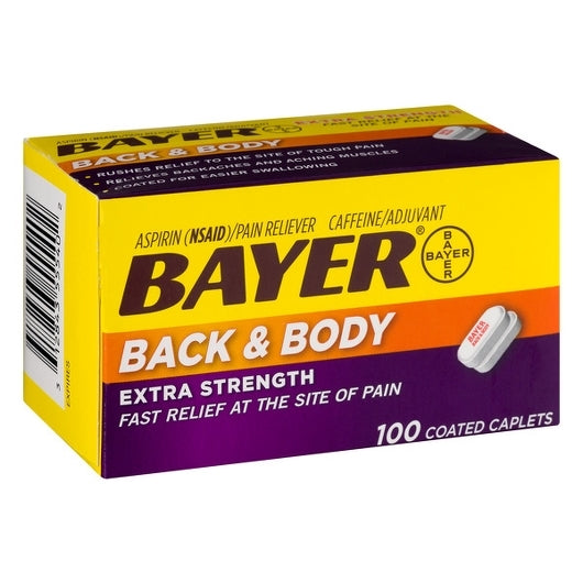 Bayer Extra Strength Back & Body Pain Reliever, 100 Piece — 24 Per Case