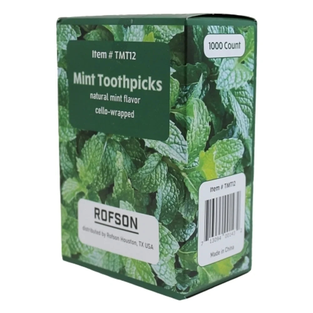 Rofson Mint Cello Wrap Toothpick, 1000 Count — 12 Per Case