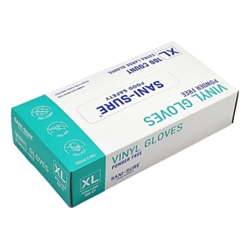 Sani-Sure Vinyl Powder Free Extra Large Glove, 100 Count — 10 Per Case