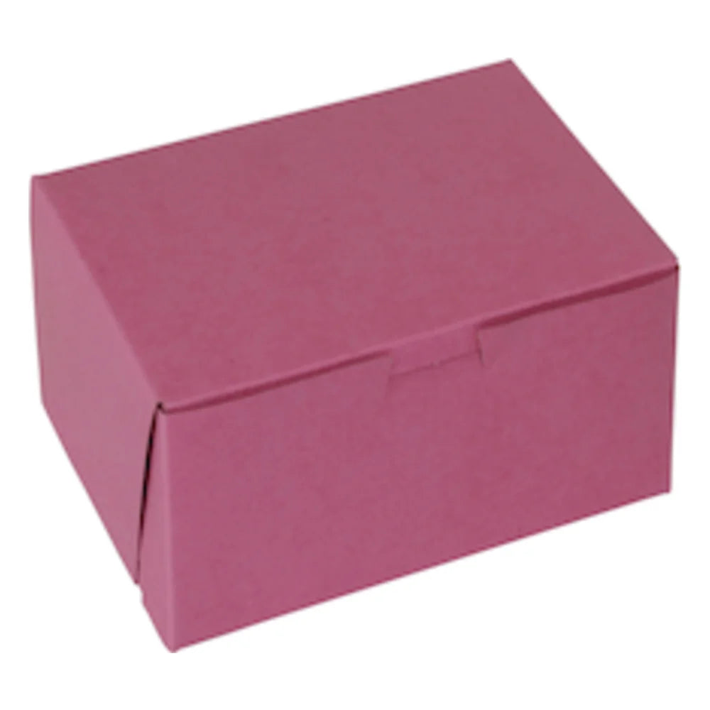 Boxit 7 Inch X 7 Inch X 4 Inch Strawberry Pink 1 Piece Cornerlock Bakery Box — 200 Per Case