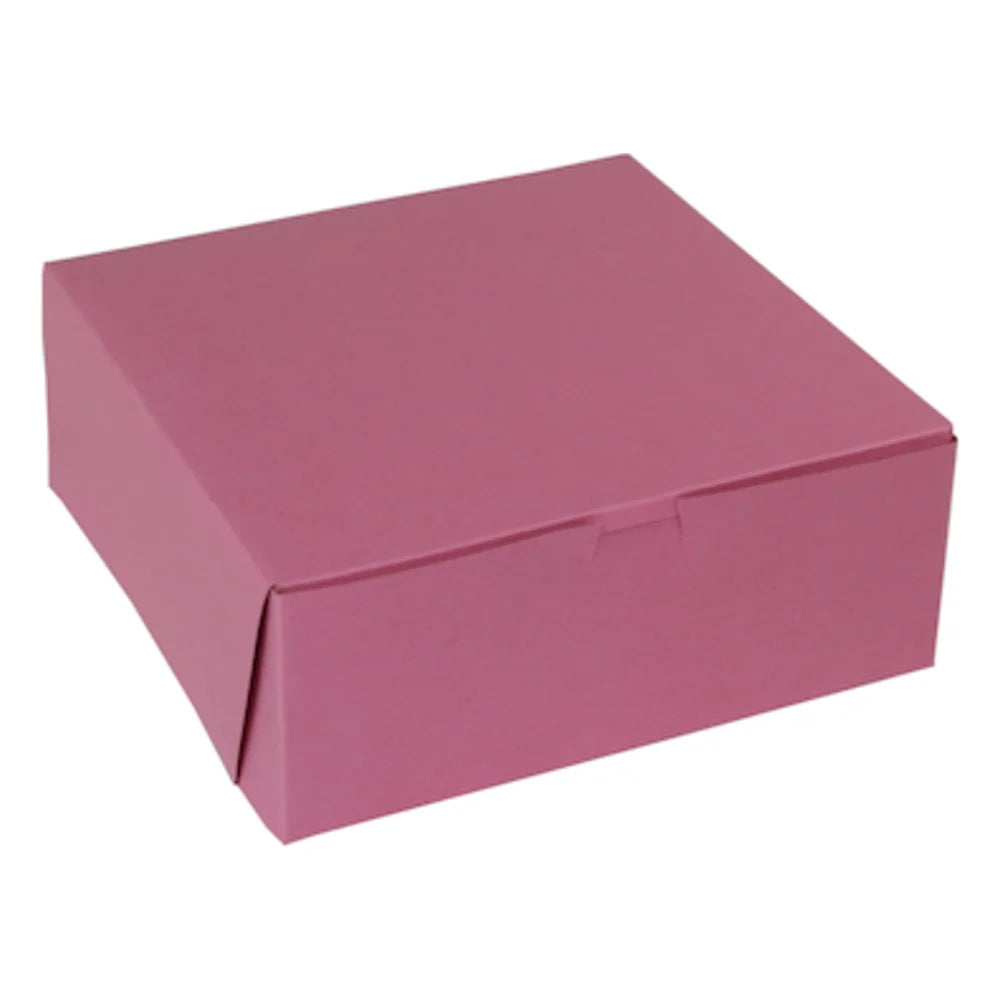 Boxit 10 Inch X 10 Inch X 4 Inch Strawberry Pink 1 Piece Bakery Cornerlock Box — 100 Per Case