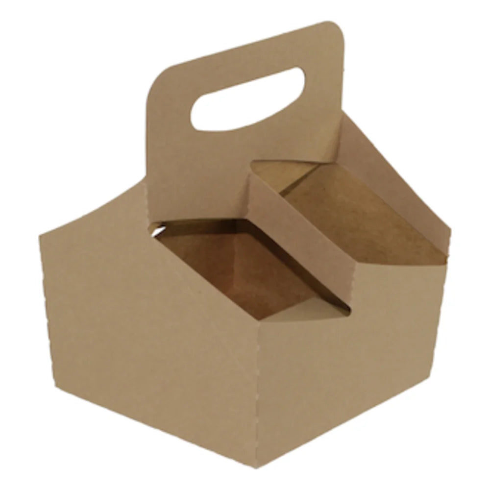 Boxit 7.25 Inch X 7 Inch X 7.25 Inch 4 Cup Kraft Carrier Box, 32 Ounce — 100 Per Case