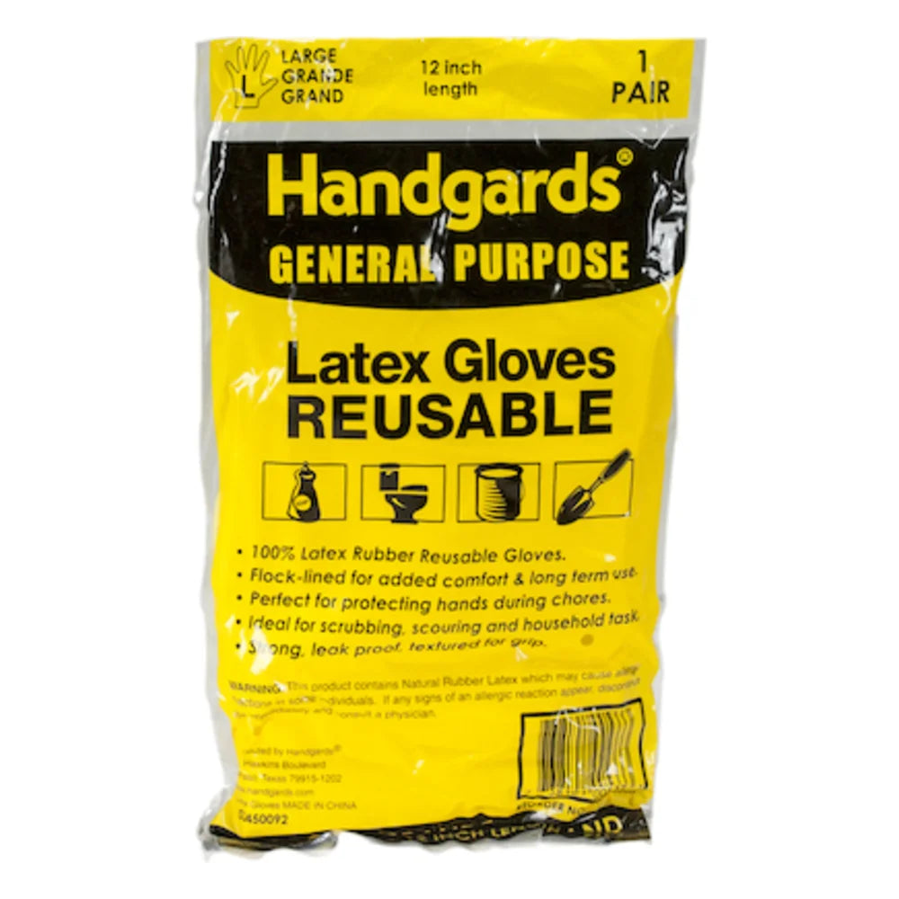 Handgards Latex Yellow Reusable Extra Large Glove — 48 Per Case