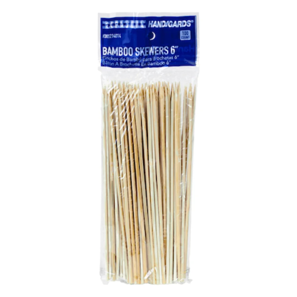 Handgards 6 Inch Bamboo Skewer — 10 Per Case