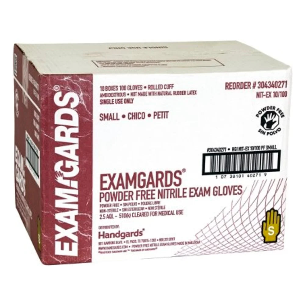 Examgards Exam Nitrile Blue Powder Free Small Glove — 1000 Per Case