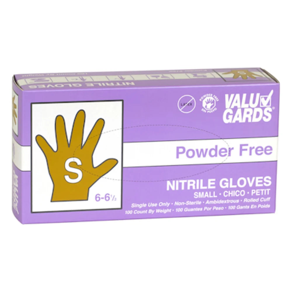 Valugards Nitrile Purple Form-Fitting Powder Free Small Glove — 1000 Per Case