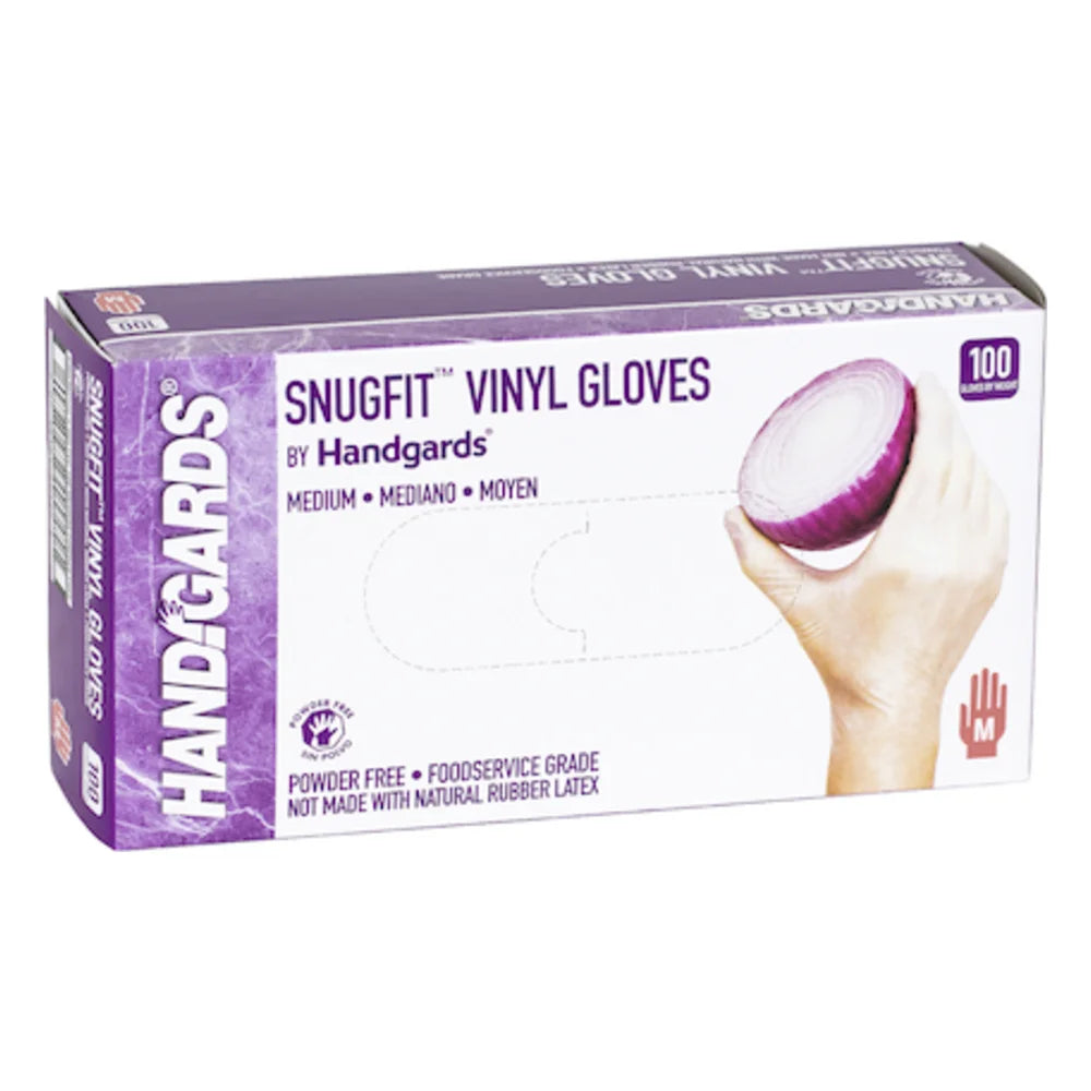 Handgards Snugfit Vinyl Clear Form-Fitting Powder Free Medium Glove — 1000 Per Case