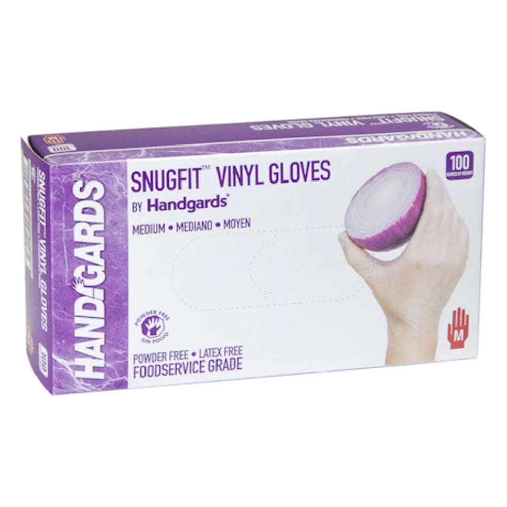 Handgards Snugfit Vinyl Clear Form-Fitting Powder Free Medium Glove — 400 Per Case