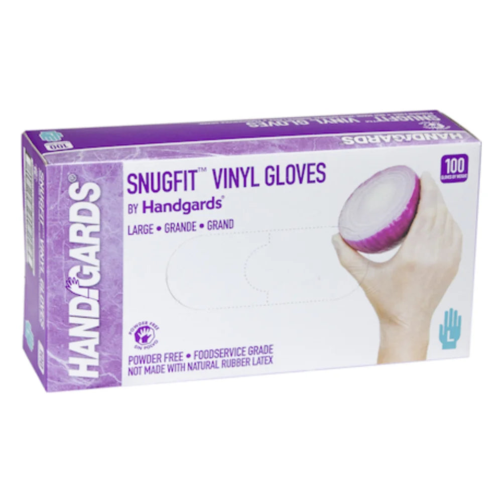 Handgards Snugfit Vinyl Clear Form-Fitting Powder Free Large Glove — 400 Per Case
