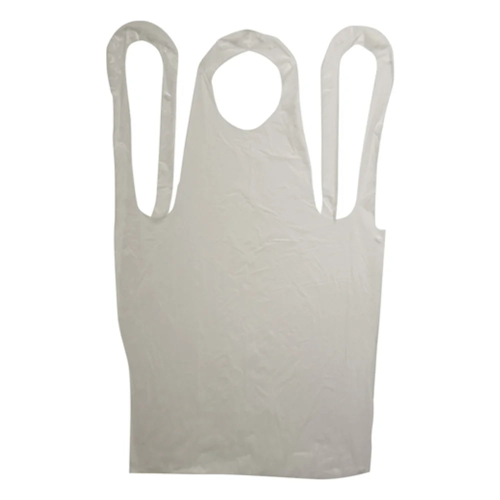 Valugards Apron Economy Poly White Embossed Light Duty 28X46 — 1000 Per Case