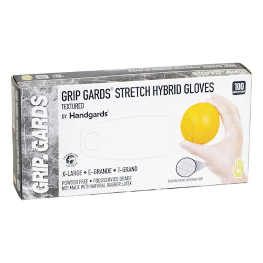 Grip Gards Nitrile/Vinyl Hybrid Clear Form-Fitting Stretch Powder Free Extra Large Glove — 1000 Per Case