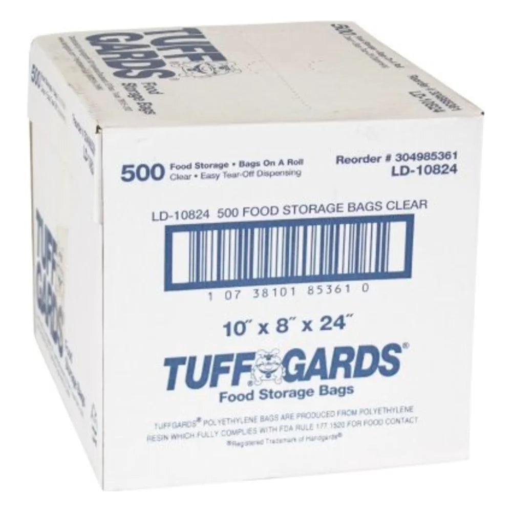 Tuffgards 10 Inch X 8 Inch X 24 Inch 1.2Ml Roll Pack Clear Food Storage Bag — 500 Per Case