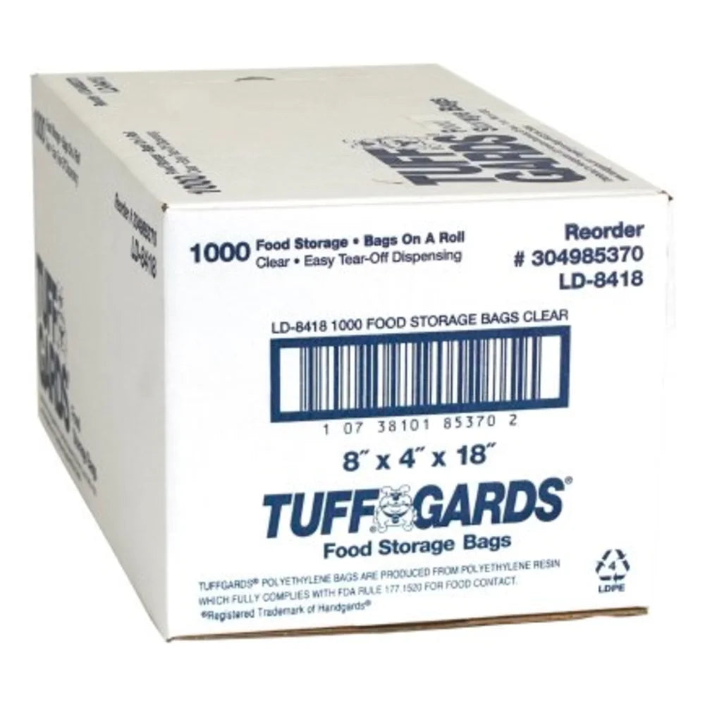 Tuffgards Bag Low Density Poly Roll Pack 8X4X18 1.2Ml. — 1000 Per Case