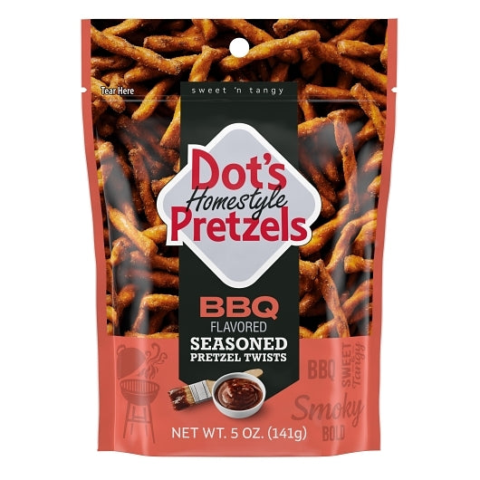 Dot's Homestyle Pretzels Bbq Flavored Seasoned Pretzel Twists Bag, 5 Ounce — 10 Per Case