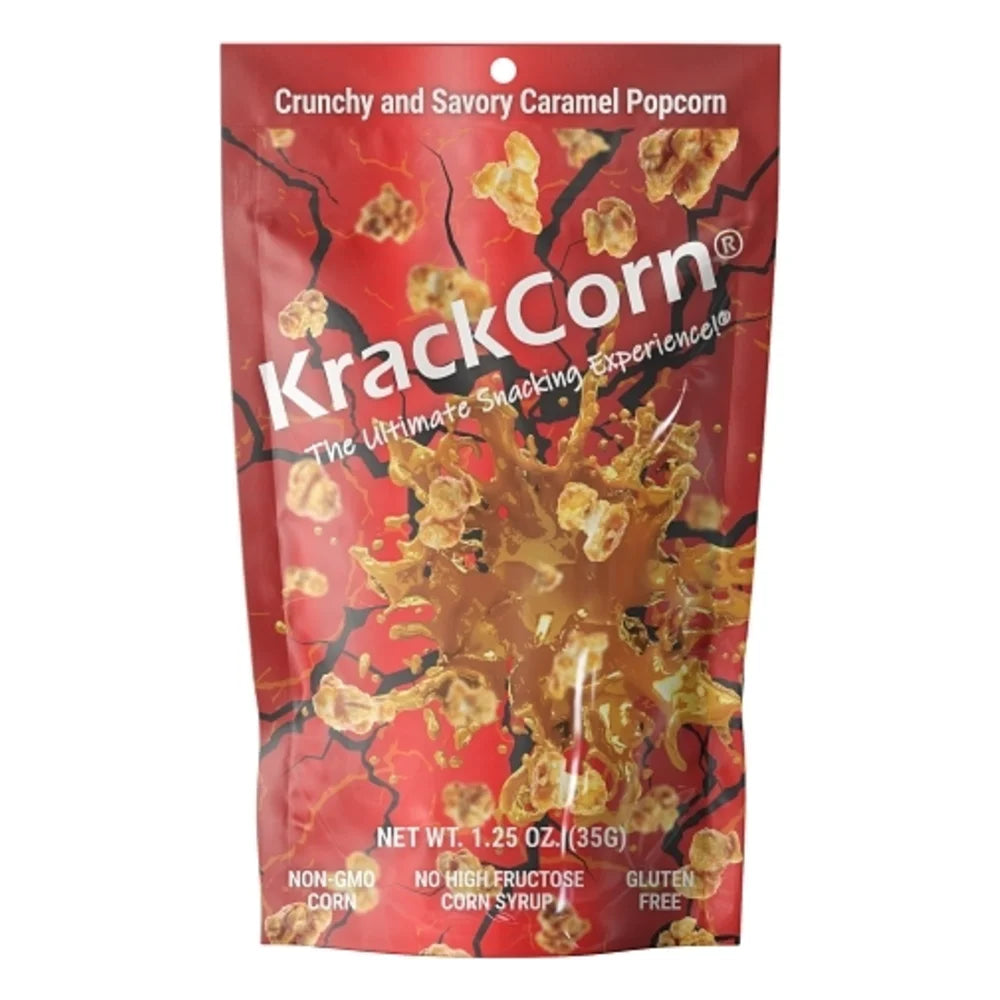 KrackCorn Caramel Flavored Popcorn, 1.25 Ounce — 12 Per Case