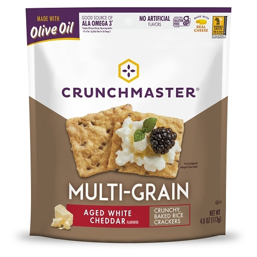 Crunchmaster Multi-Grain Crackers White Cheddar, 4 Ounce — 12 Per Case