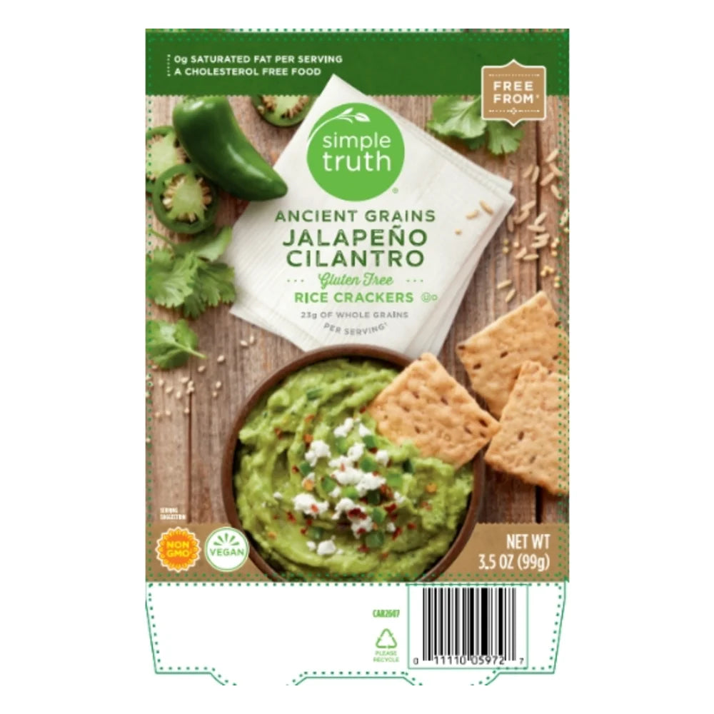 Simple Truth Jalapeno Cilantro Rice Crackers, 3.5 Ounce — 12 Per Case