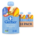 Gerber Natural Apple Mango Strawberry Puree Toddler Food Pouch With Vitamin C & E, 3.5 Ounce — 12 Per Case