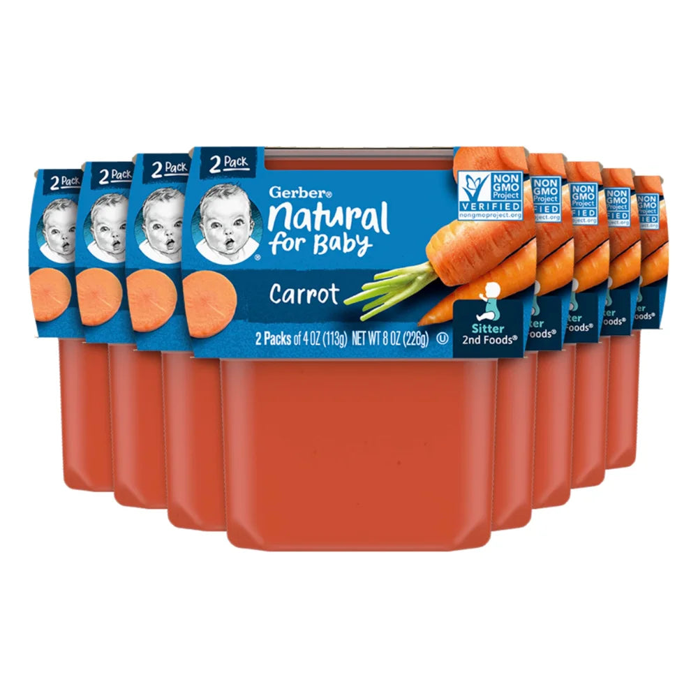 Gerber 2Nd Foods Carrot Puree Baby Food Tub 2X 4 Oz Tubs, 8 Ounce — 8 Per Case