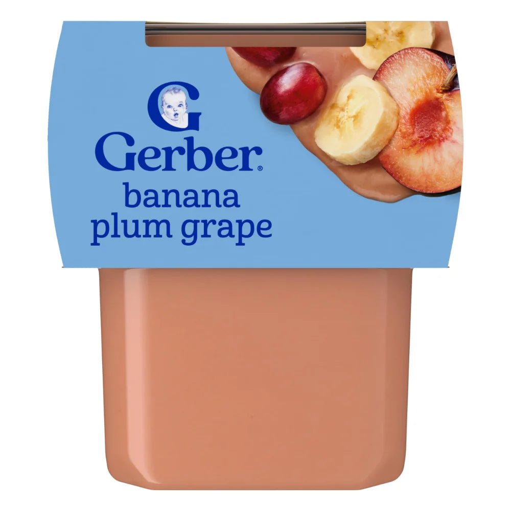 Gerber Natural Banana Plum Grape Puree Tub, 8 Ounce — 8 Per Case
