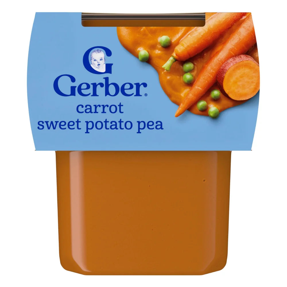 Gerber Natural Carrot Sweet Potato Pea Puree Tub, 8 Ounce — 8 Per Case
