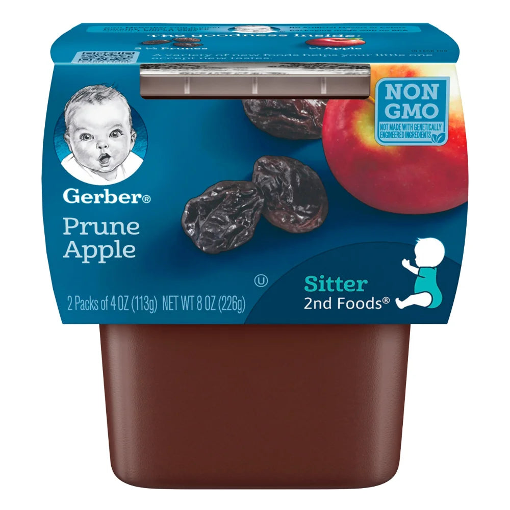Gerber Natural Prune Apple Puree Tub, 8 Ounce — 8 Per Case