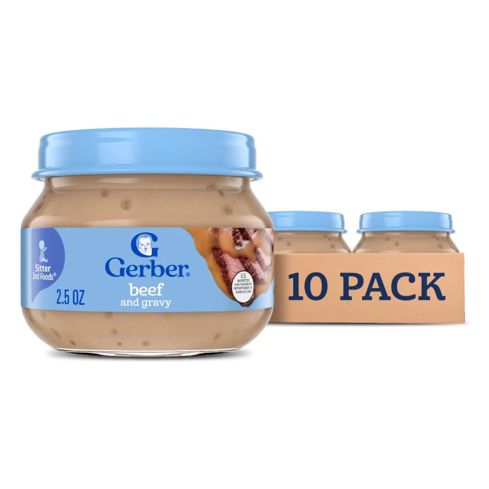 Gerber 2nd Foods Beef And Gravy Puree Baby Food Jar, 2.5 Ounce — 10 Per Case