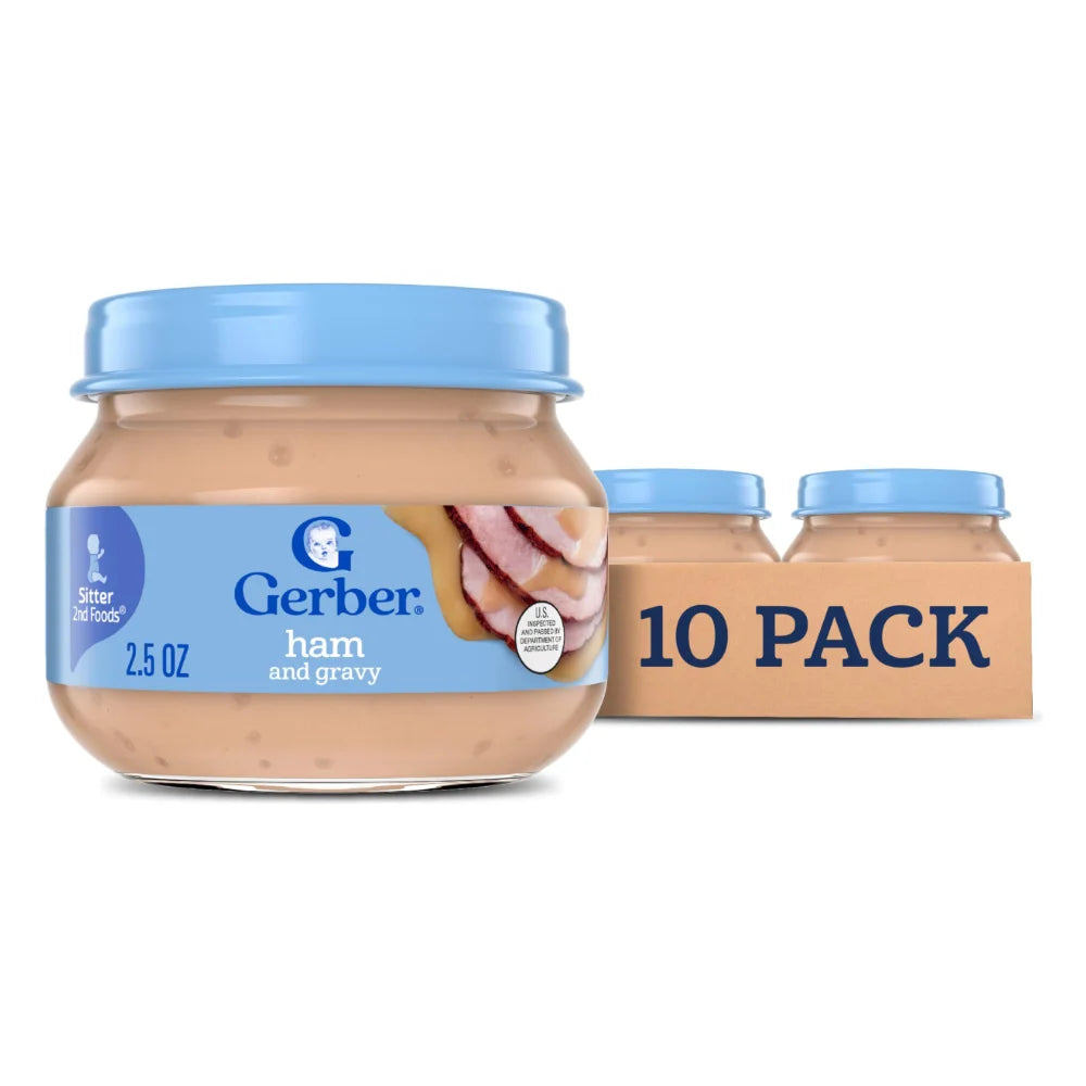 Gerber 2Nd Foods Ham And Gravy Puree Baby Food Jar, 2.5 Ounce — 10 Per Case