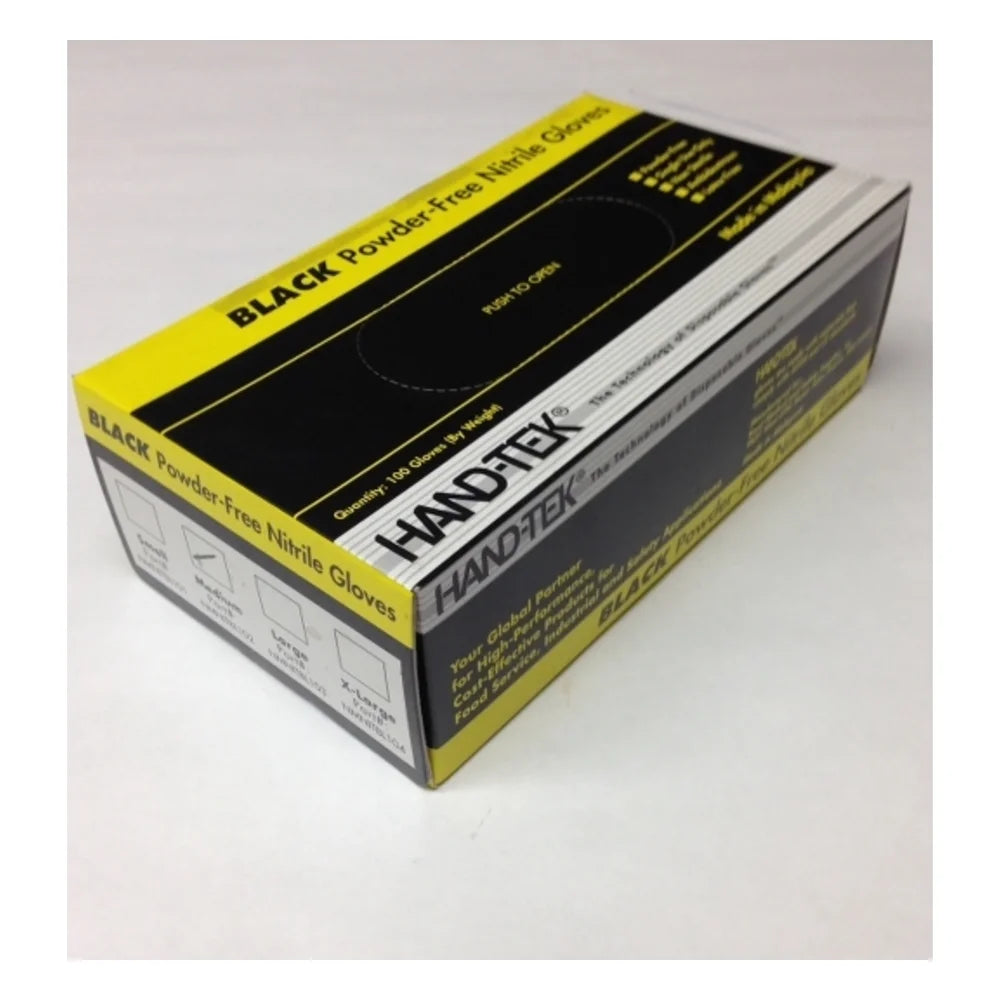 Hand-Tek Nitrile Black Powder Free Large Glove, 100 Count — 10 Per Case