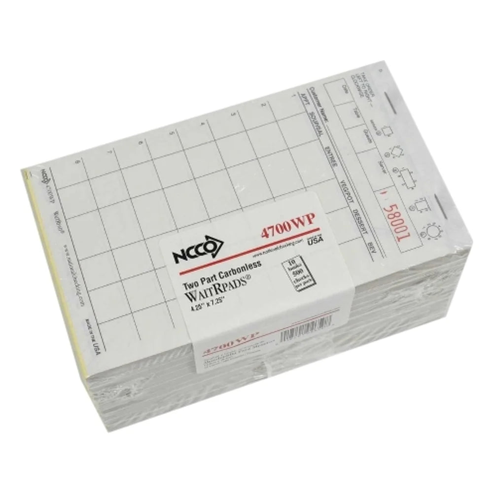 National Checking Waitrpad No Carbon 2 Part White 9 Lives — 1 Per Case