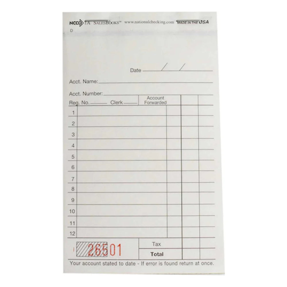 NCCO Salesbook No Carbon 2 Part White 12L, 5000 Each — 1 Per Case