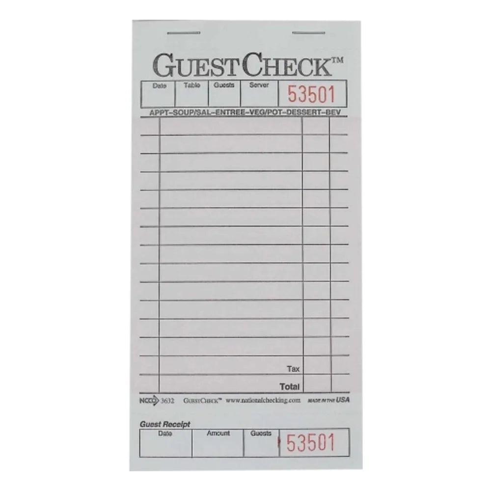NCCO 3.5 Inch X 6.75 Inch 1 Part Pink 13 Line Guest Check — 1 Per Case