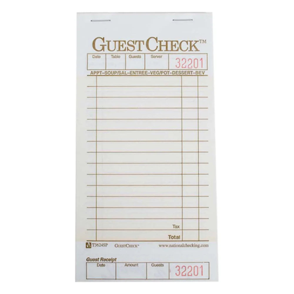 NCCO 3.5 Inch X 6.75 Inch 1 Part Tan 15 Line Guest Check — 1 Per Case