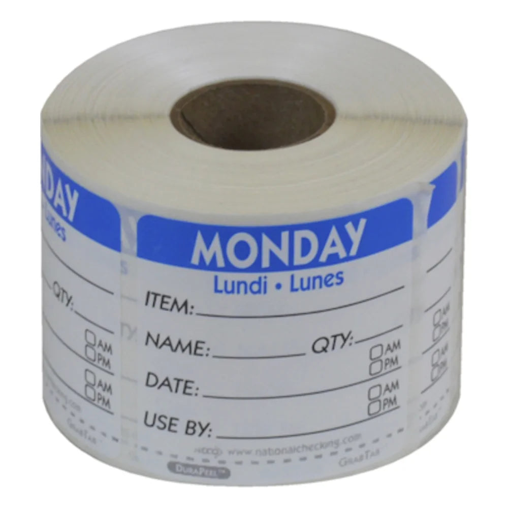 NCCO Triangular Monday Use By Label, 500/Roll — 1 Per Case