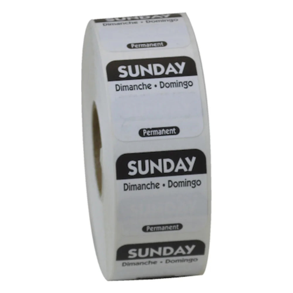 NCCO National Checking 1 Inch X 1 Inch Trilingual Black Sunday Permanent Label — 1 Per Case