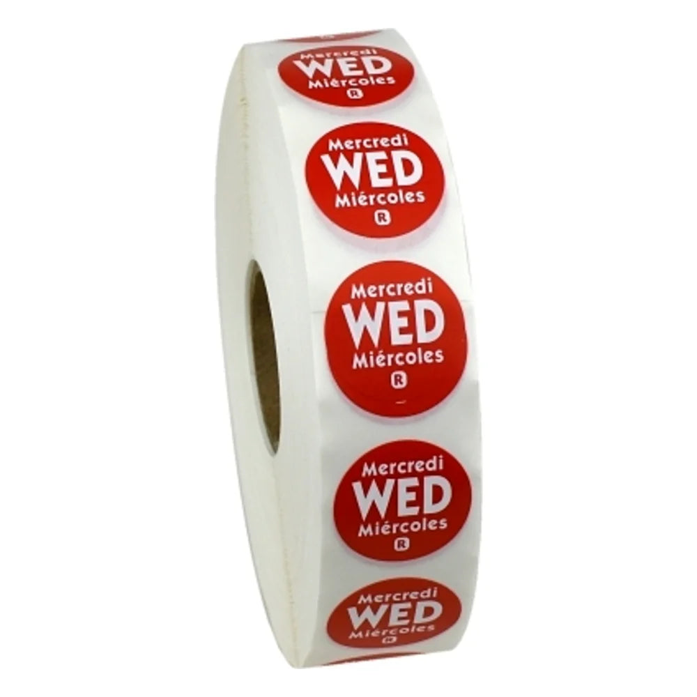 NCCO .75 Inch Circle Trilingual Removable Red Wednesday Label — 1 Per Case