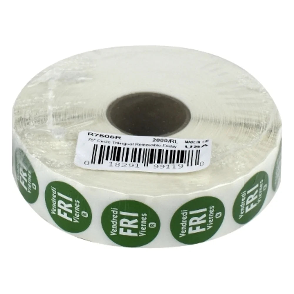 NCCO National Checking .75 Inch Circle Trilingual Removable Green Friday Label — 1 Per Case