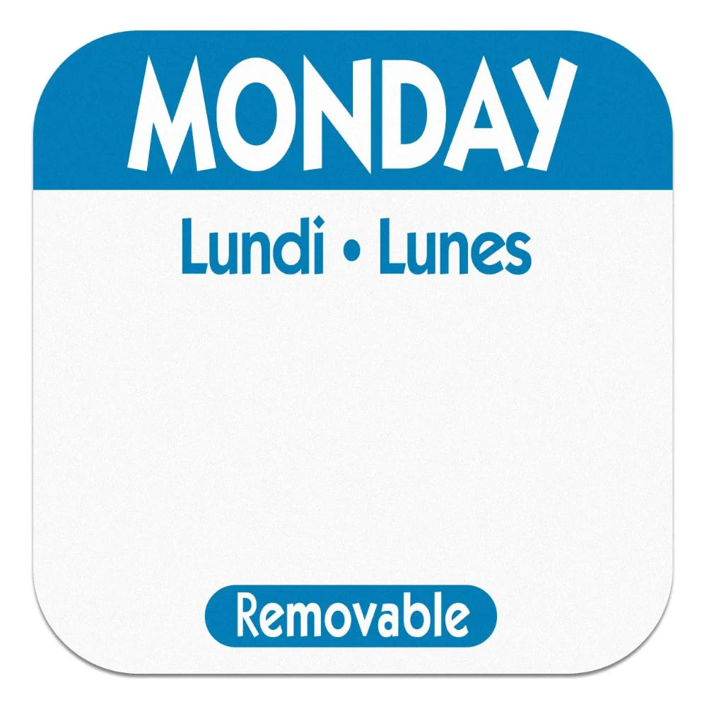 NCCO 1 Inch X 1 Inch Trilingual Blue Monday Removable Label, 1000 Count — 1 Per Case
