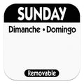 NCCO 1 Inch X 1 Inch Trilingual Black Sunday Removable Label, 1000 Each — 1 Per Case