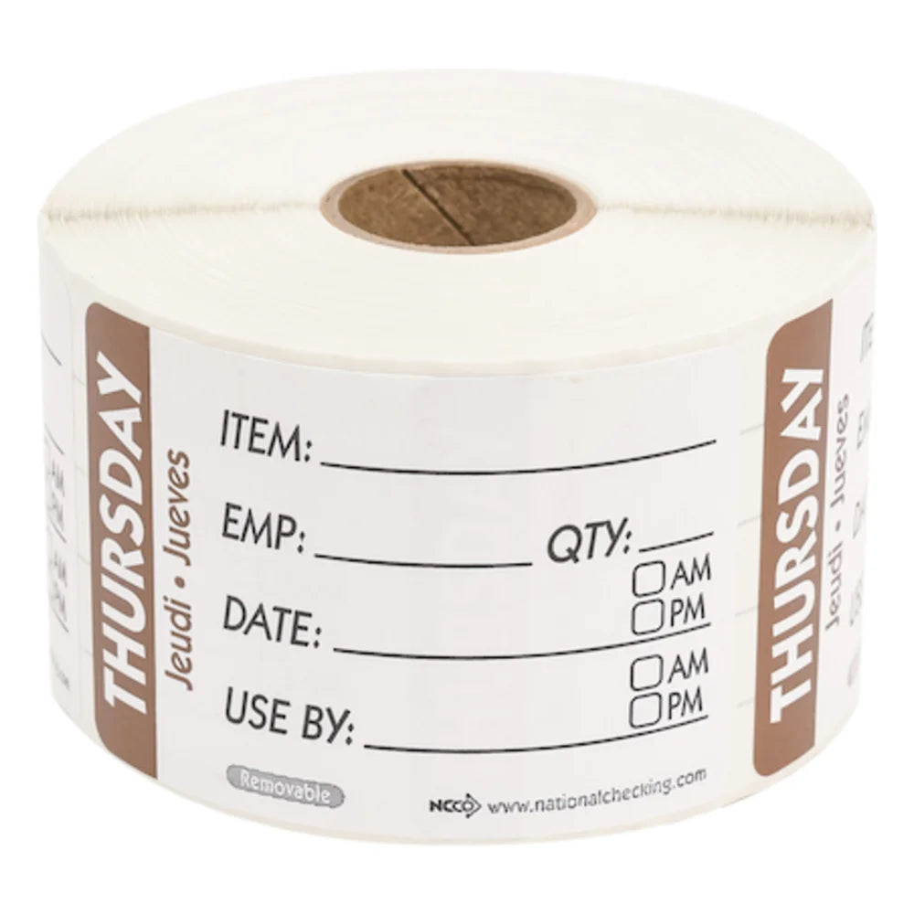 NCCO 2X3 Trilingual Item-Date-Use By Thursday Brown — 500 Per Case