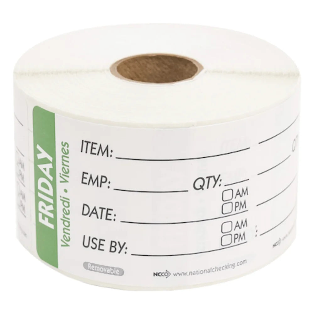 NCCO 2X3 Trilingual Item-Date-Use By Friday Green, 500 Each — 500 Per Case